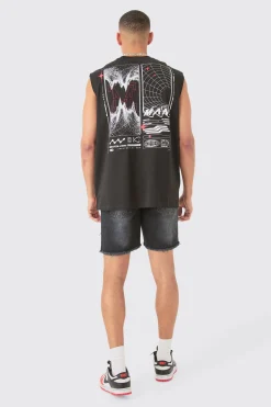 Oversized Man Space Printed Tank | BoohooMAN UK