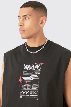 Oversized Man Space Printed Tank | BoohooMAN UK