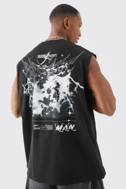 Oversized Man Space Printed Tank | BoohooMAN UK