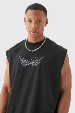 Oversized Man Space Printed Tank | BoohooMAN UK