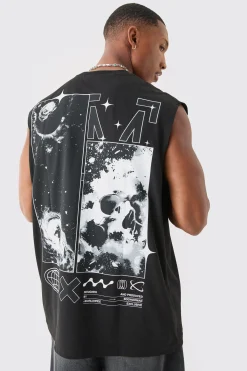 Oversized Man Space Printed Tank | BoohooMAN UK