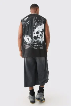 Oversized Man Space Printed Tank | BoohooMAN UK