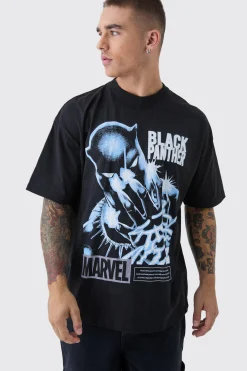 Oversized Marvel Black Panther License Print T-Shirt | BoohooMAN UK