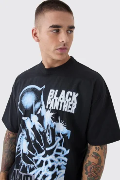 Oversized Marvel Black Panther License Print T-Shirt | BoohooMAN UK