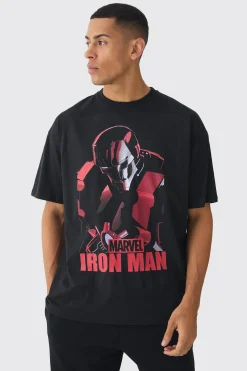 Oversized Marvel Iron Man License Print T-Shirt | BoohooMAN UK