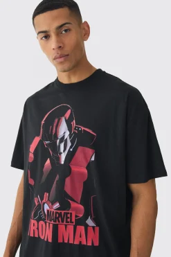 Oversized Marvel Iron Man License Print T-Shirt | BoohooMAN UK