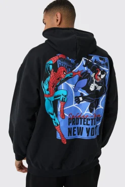 Oversized Marvel Spiderman Venom License Print Hoodie | BoohooMAN UK