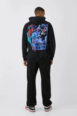 Oversized Marvel Spiderman Venom License Print Hoodie | BoohooMAN UK