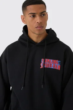 Oversized Marvel Spiderman Venom License Print Hoodie | BoohooMAN UK