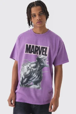 Oversized Marvel Venom Wash License Print T-Shirt | BoohooMAN UK