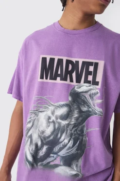 Oversized Marvel Venom Wash License Print T-Shirt | BoohooMAN UK