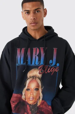 Oversized Mary J Blige License Hoodie | BoohooMAN UK