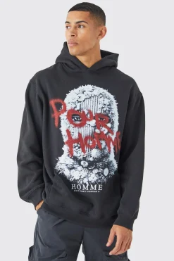 Oversized Mask Graphic Hoodie | BoohooMAN UK