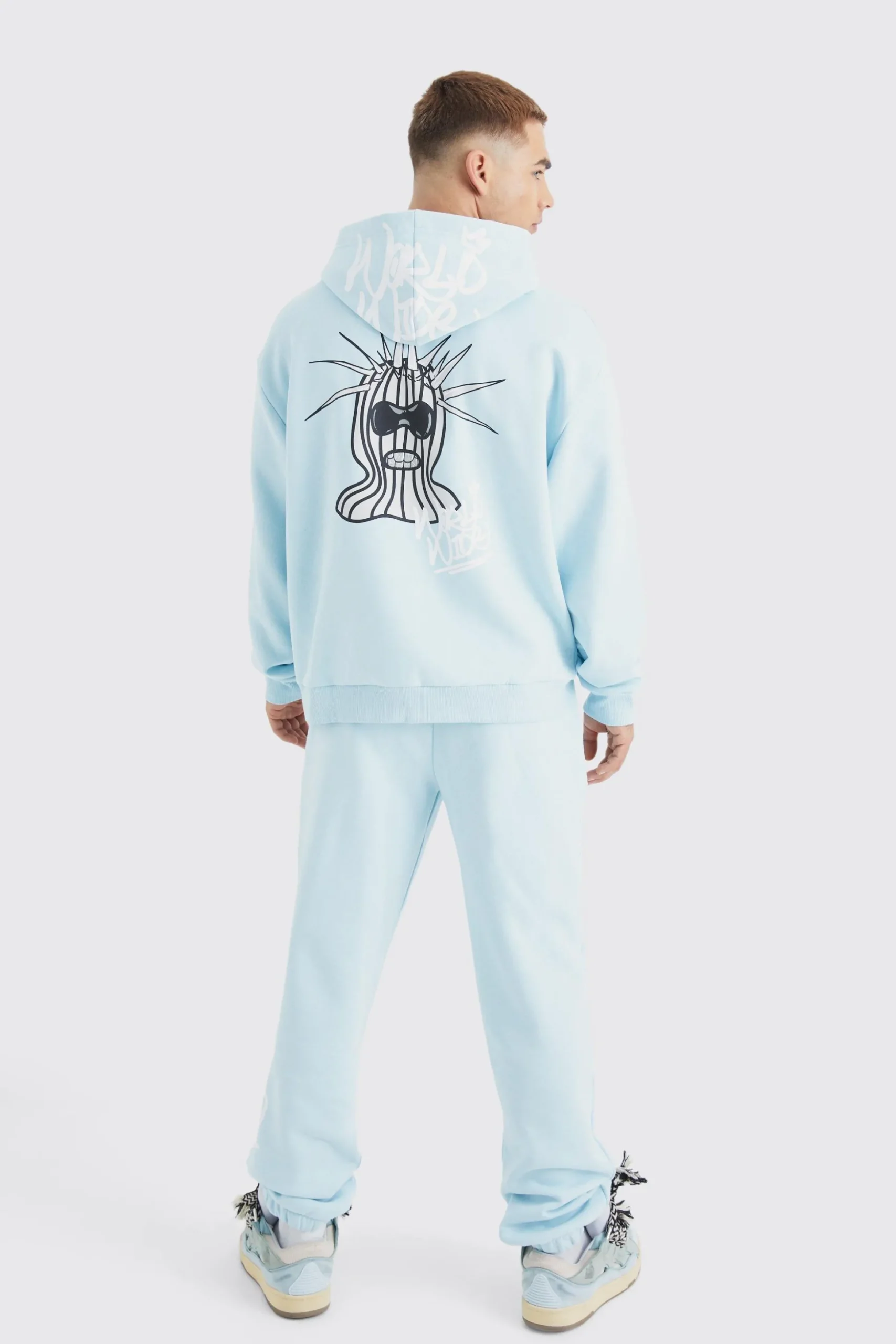 Oversized Masked Character Zip Up Hoodie & Oversized Jogger | BoohooMAN UK