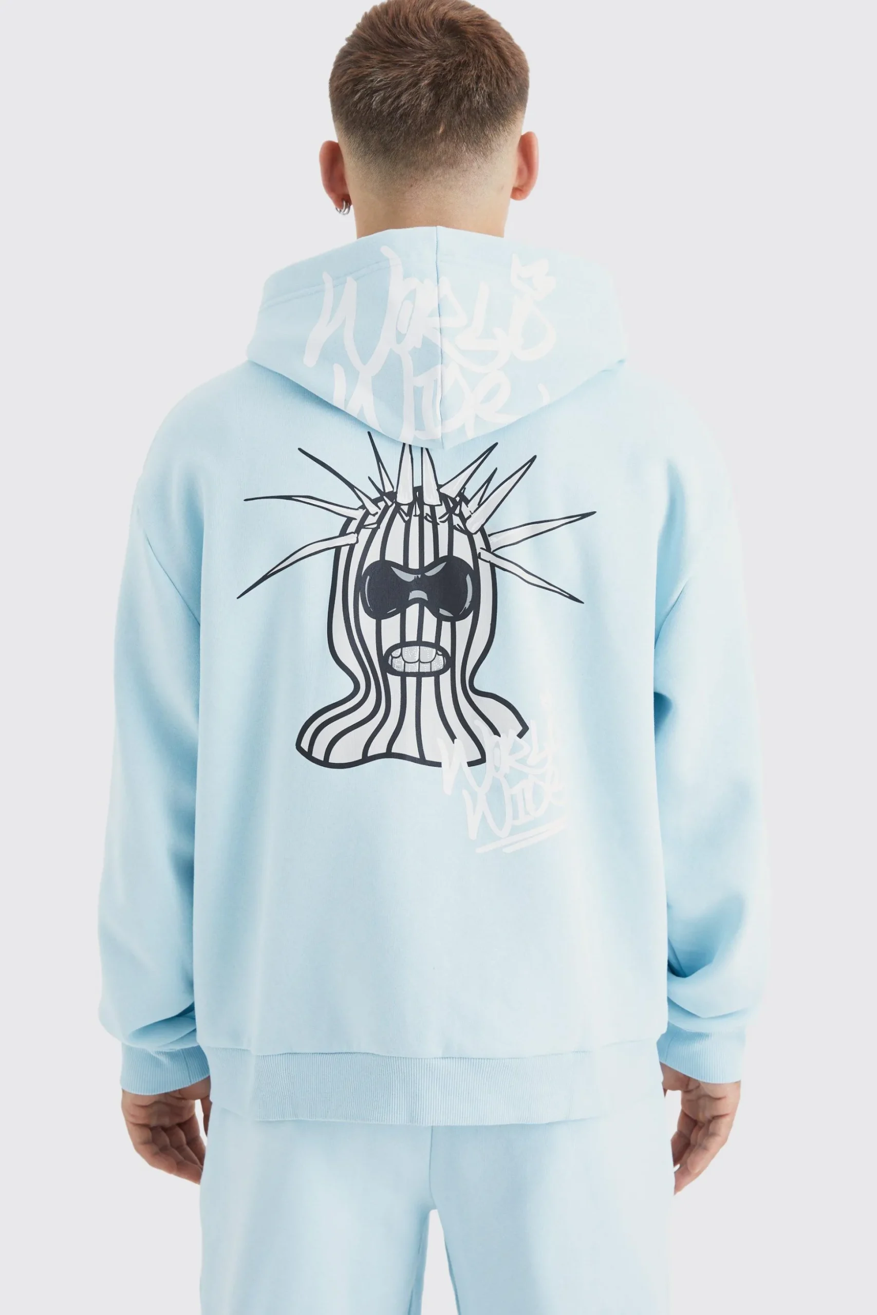 Oversized Masked Character Zip Up Hoodie & Oversized Jogger | BoohooMAN UK