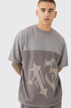 Oversized Mesh 13 T-shirt | BoohooMAN UK