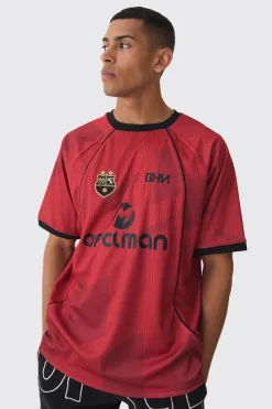 Oversized Mesh Contrast Piping Raglan Football T-shirt | BoohooMAN UK