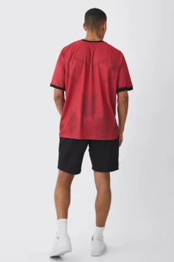 Oversized Mesh Contrast Piping Raglan Football T-shirt | BoohooMAN UK