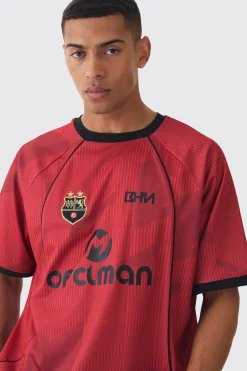 Oversized Mesh Contrast Piping Raglan Football T-shirt | BoohooMAN UK