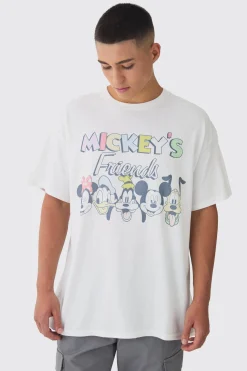 Oversized Mickey Mouse And Friends License Print T-Shirt | BoohooMAN UK