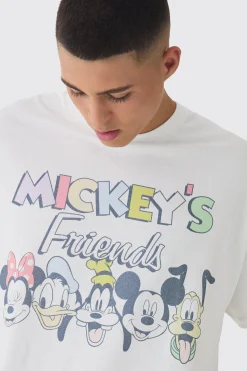 Oversized Mickey Mouse And Friends License Print T-Shirt | BoohooMAN UK