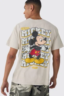 Oversized Mickey Mouse Disney Wash License Back Print T-shirt | BoohooMAN UK