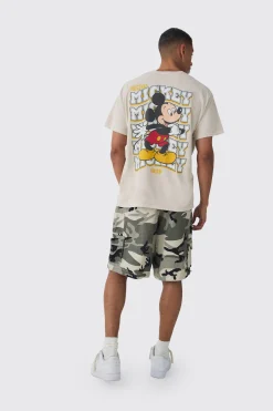 Oversized Mickey Mouse Disney Wash License Back Print T-shirt | BoohooMAN UK