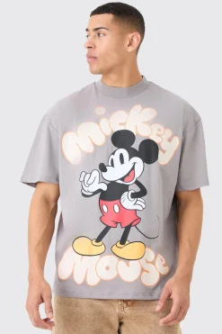 Oversized Mickey Mouse Large Scale License T-shirt | BoohooMAN UK