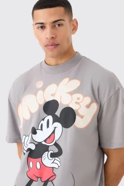 Oversized Mickey Mouse Large Scale License T-shirt | BoohooMAN UK