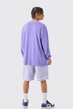 Oversized Mid Length Jersey Tape Basketball Short | BoohooMAN UK