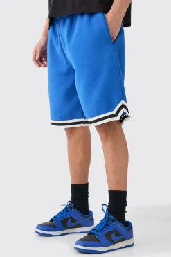 Oversized Mid Length Jersey Tape Basketball Short | BoohooMAN UK