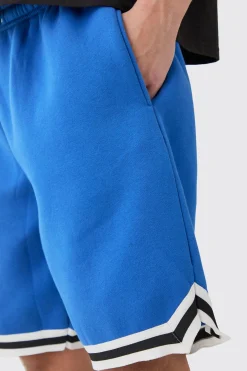Oversized Mid Length Jersey Tape Basketball Short | BoohooMAN UK
