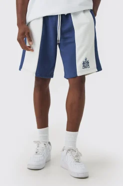 Oversized Mid Length Panelled Jersey Shorts | BoohooMAN UK