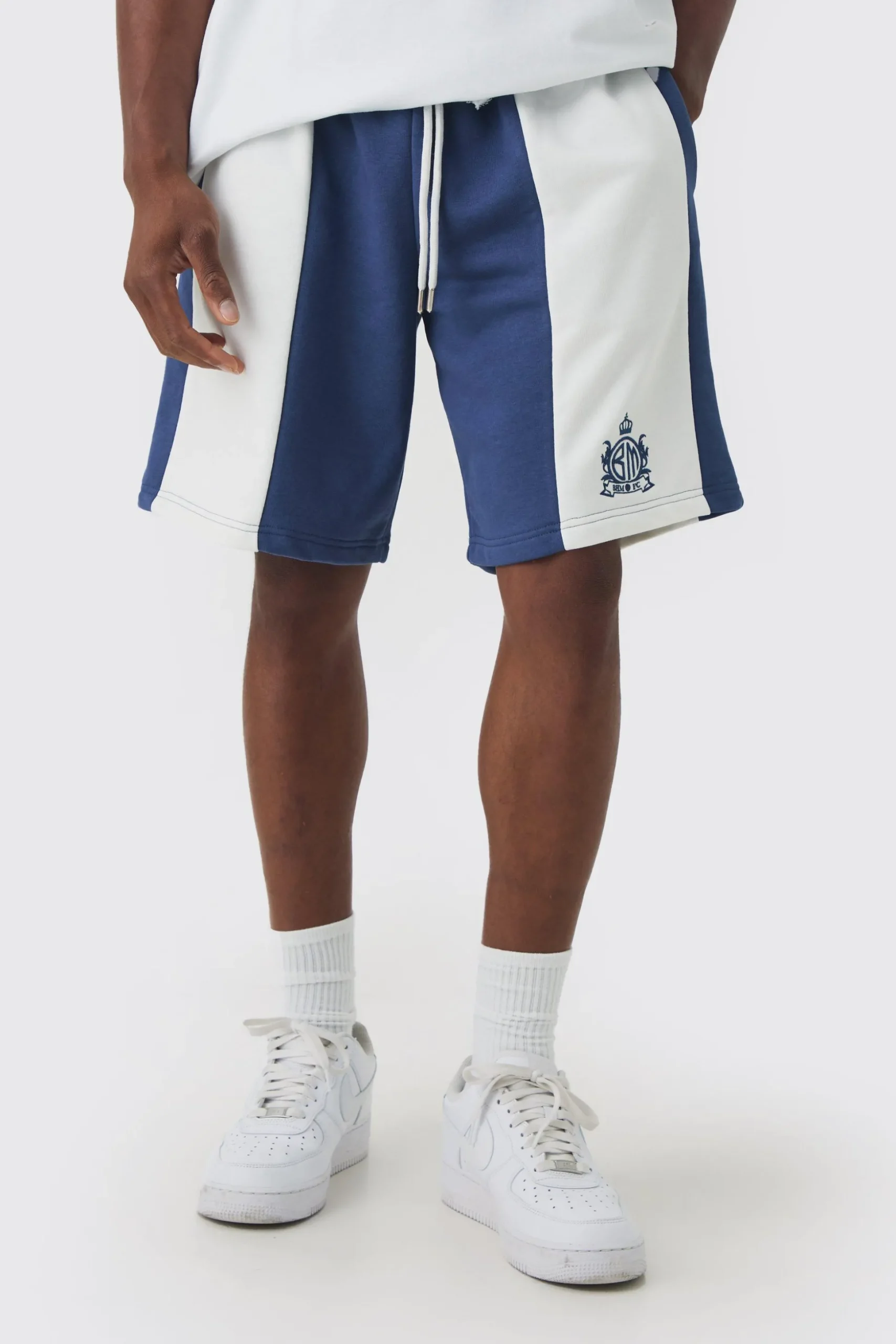 Oversized Mid Length Panelled Jersey Shorts | BoohooMAN UK