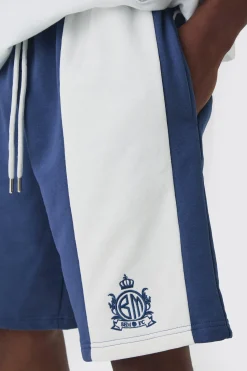 Oversized Mid Length Panelled Jersey Shorts | BoohooMAN UK
