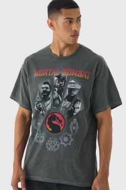 Oversized Mortal Kombat Wash License Print T-shirt | BoohooMAN UK