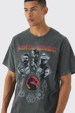 Oversized Mortal Kombat Wash License Print T-shirt | BoohooMAN UK