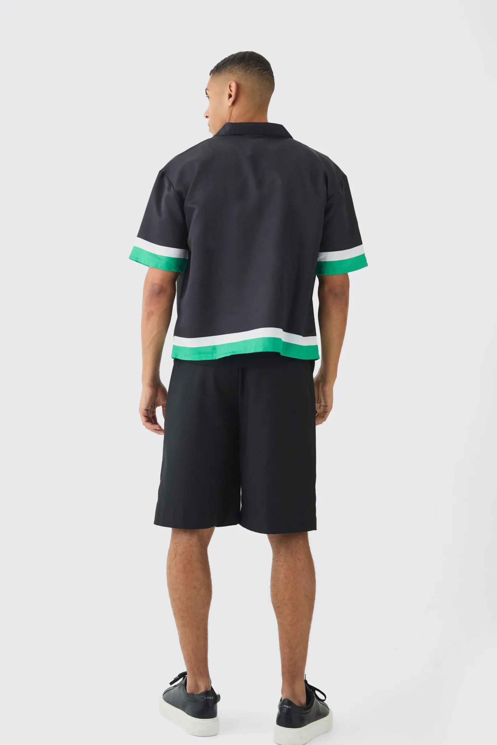Oversized Moto Graphic Satin Shirt | BoohooMAN UK