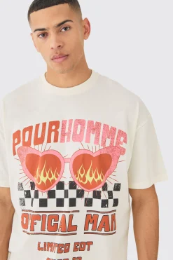 Oversized Moto Heart Print T-shirt | BoohooMAN UK