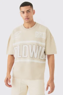 Oversized Moto Knitted T-shirt | BoohooMAN UK