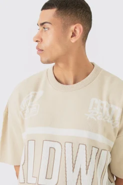 Oversized Moto Knitted T-shirt | BoohooMAN UK