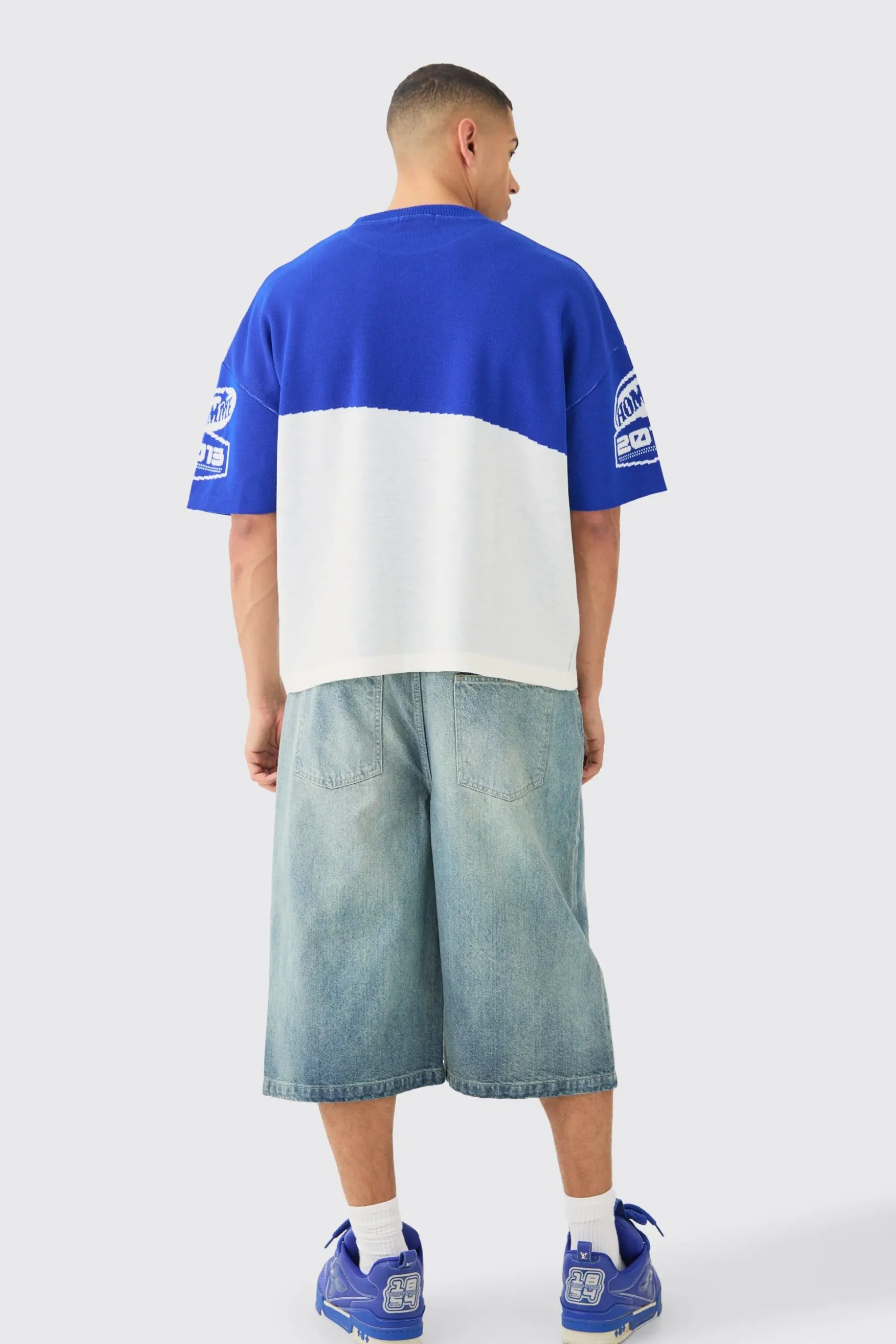 Oversized Moto Knitted T-shirt | BoohooMAN UK