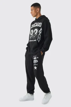 Oversized Moto Printed Tracksuit | BoohooMAN UK