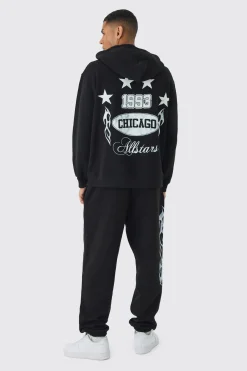 Oversized Moto Printed Tracksuit | BoohooMAN UK