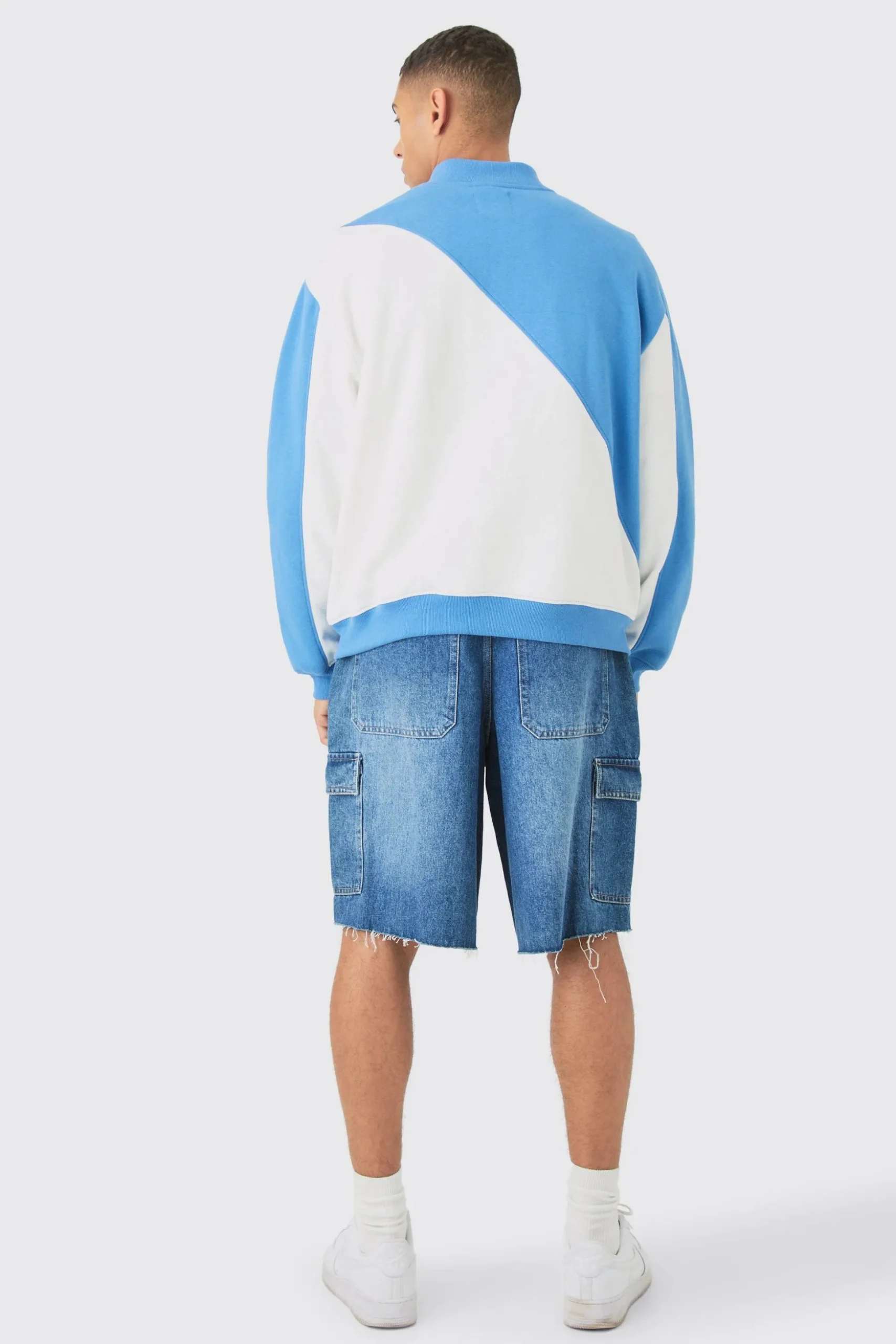 Oversized Moto Sport Applique Jersey Bomber Jacket | BoohooMAN UK
