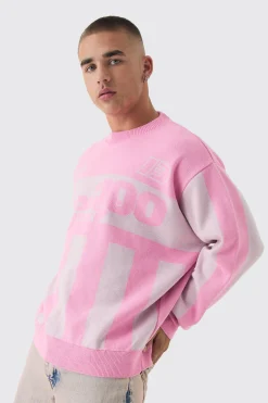 Oversized Moto Stripe Knitted Jumper | BoohooMAN UK