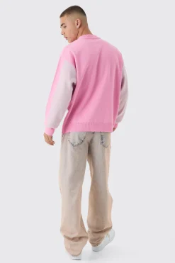 Oversized Moto Stripe Knitted Jumper | BoohooMAN UK