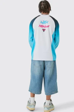 Oversized Motorsport Man Printed Long Sleeve Top | BoohooMAN UK