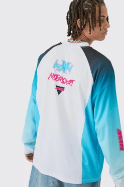 Oversized Motorsport Man Printed Long Sleeve Top | BoohooMAN UK