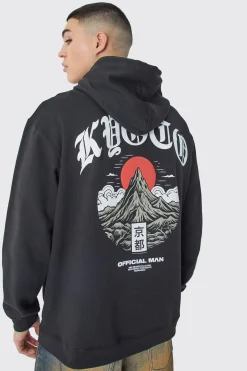 Oversized Mountain Puff Print Hoodie | BoohooMAN UK